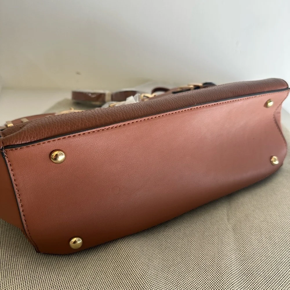 NWT MIA K. Collection Women's Leather Brown Handbag/Crossbody with Wristlet - Picture 13 of 15